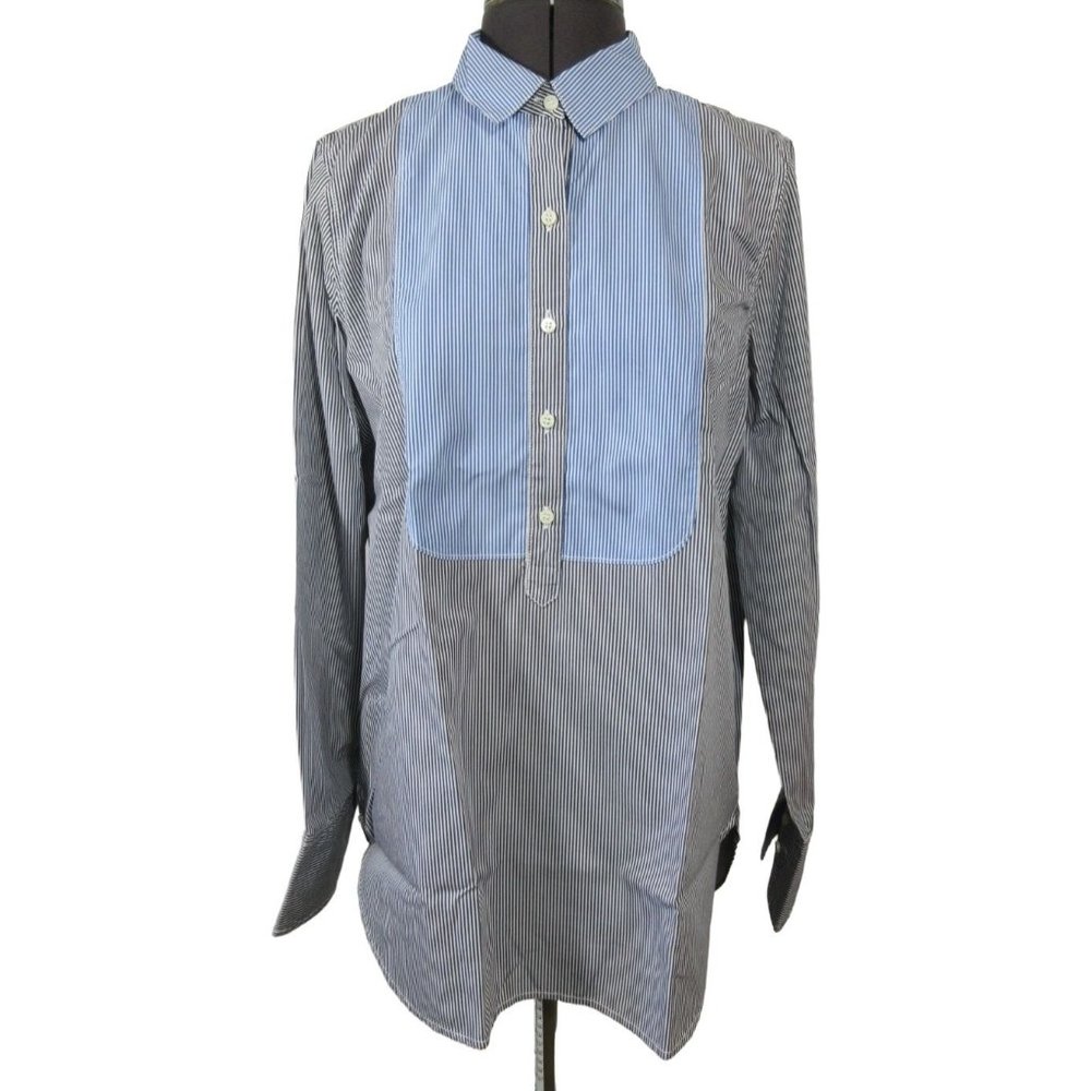 J. Crew pinstriped bib front popover tunic shirt‎